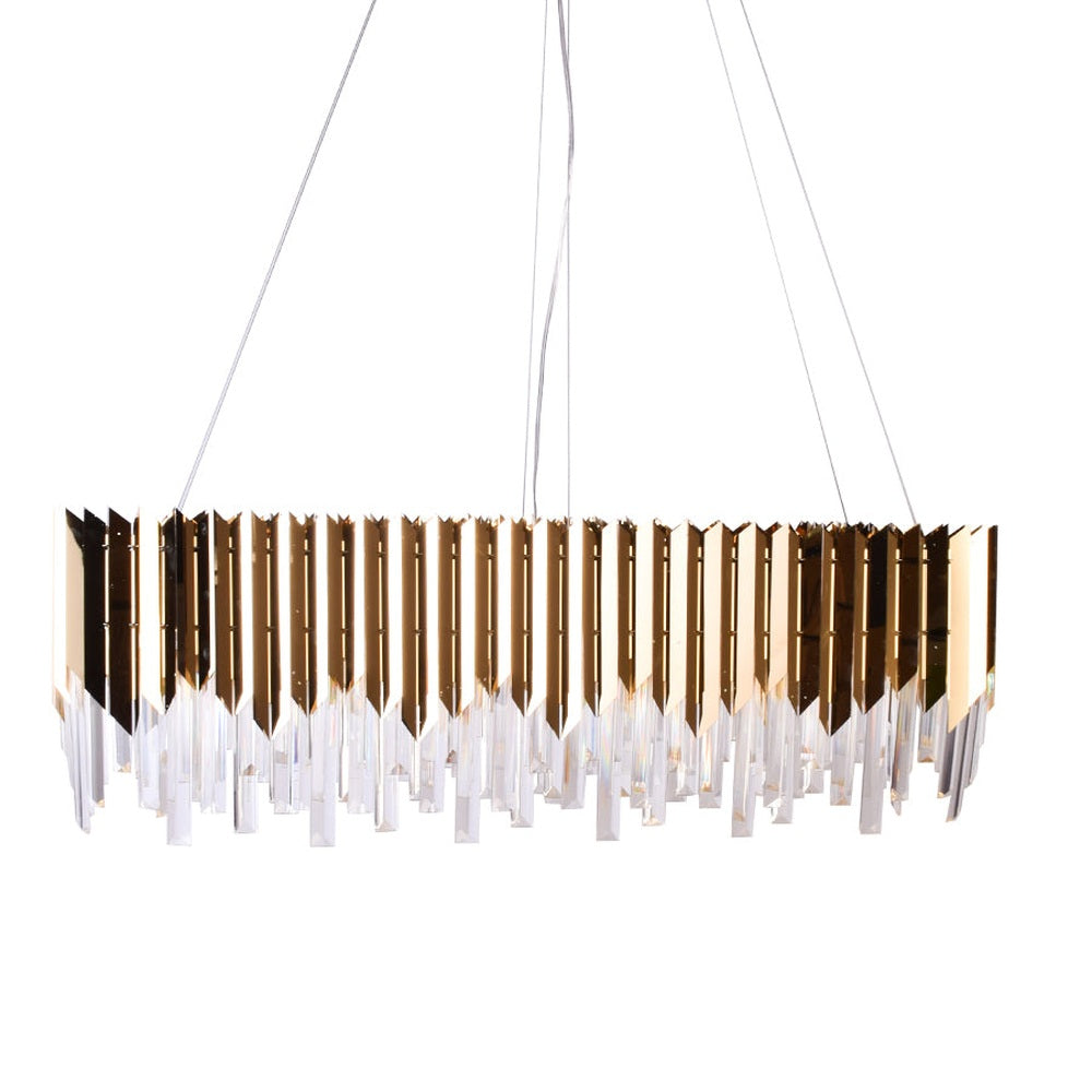 Gold Plates Rectangle LED Chandelier