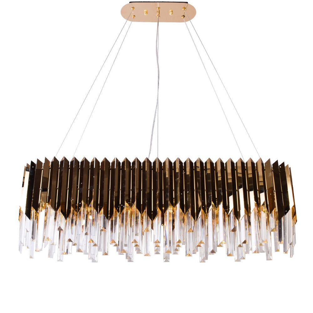 Gold Plates Rectangle LED Chandelier