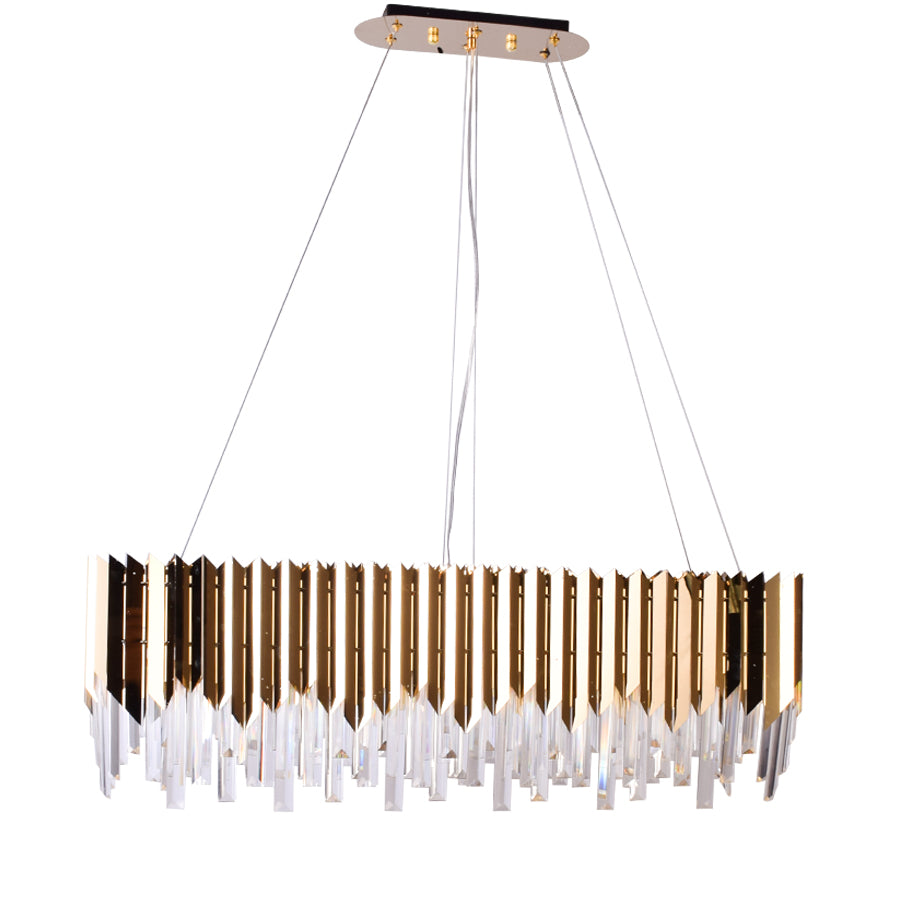 Gold Plates Rectangle LED Chandelier