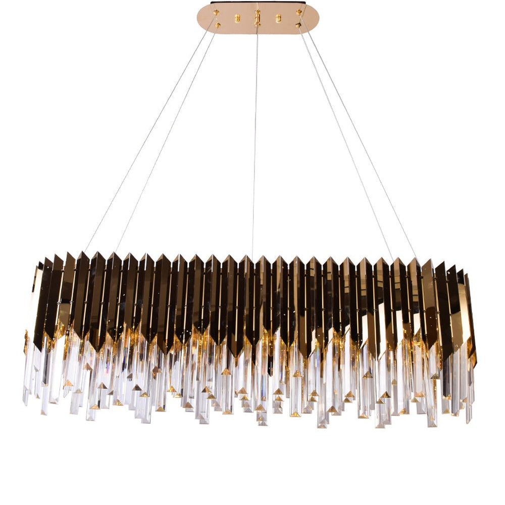 Gold Plates Rectangle LED Chandelier