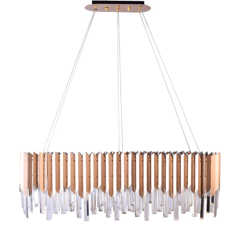 Rose Gold Plates Rectangle LED Chandelier