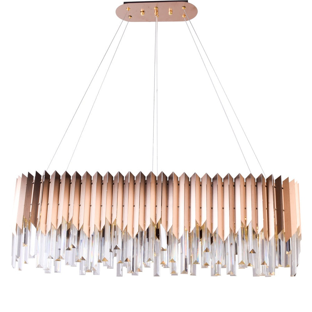 Rose Gold Plates Rectangle LED Chandelier