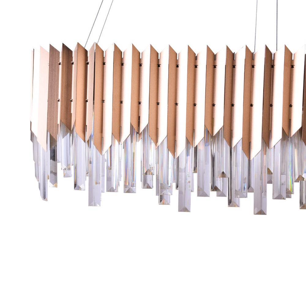 Rose Gold Plates Rectangle LED Chandelier