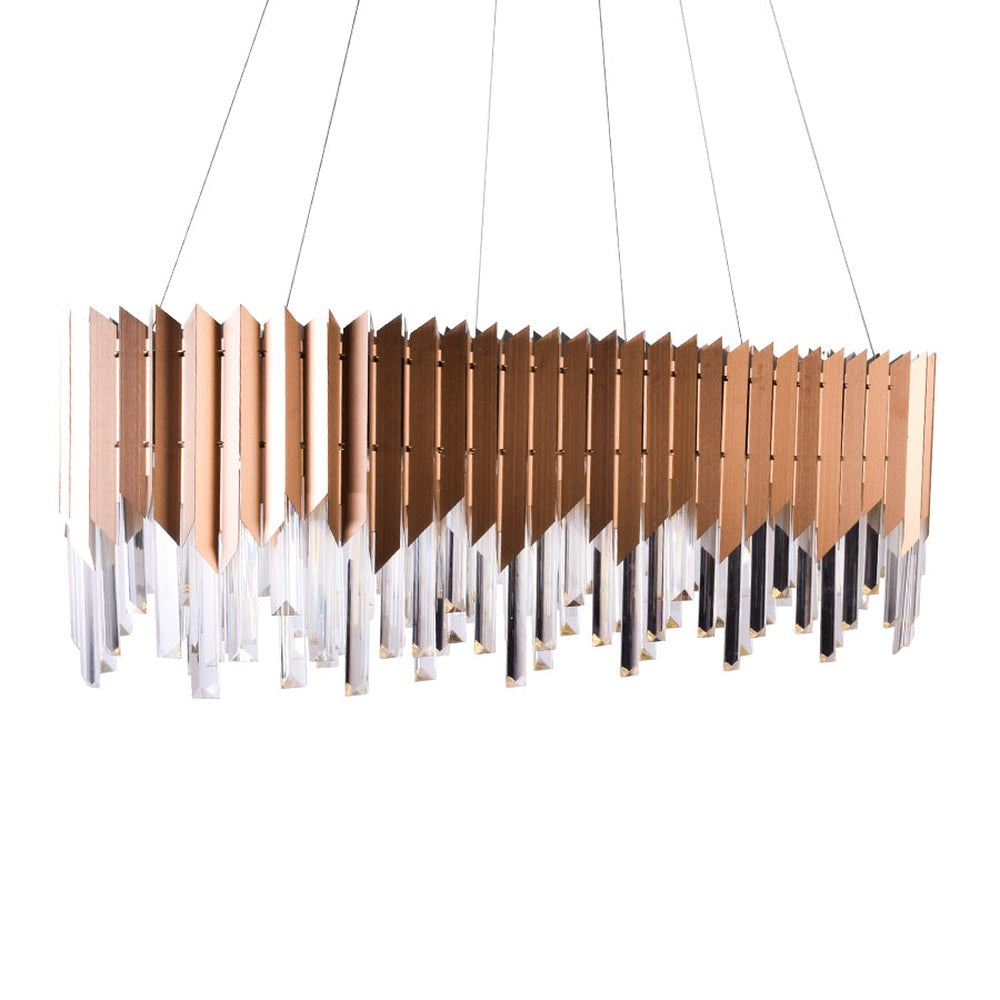 Rose Gold Plates Rectangle LED Chandelier