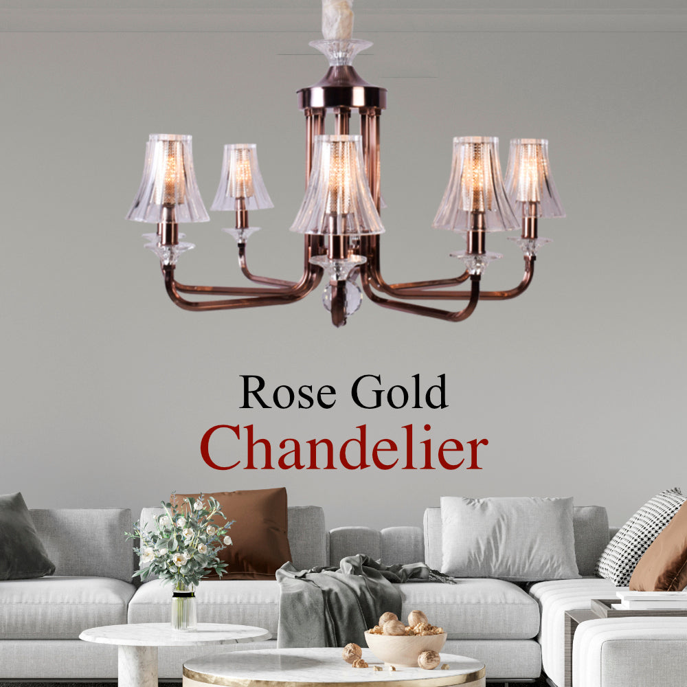 Rose Gold Chandelier - 8 Lights