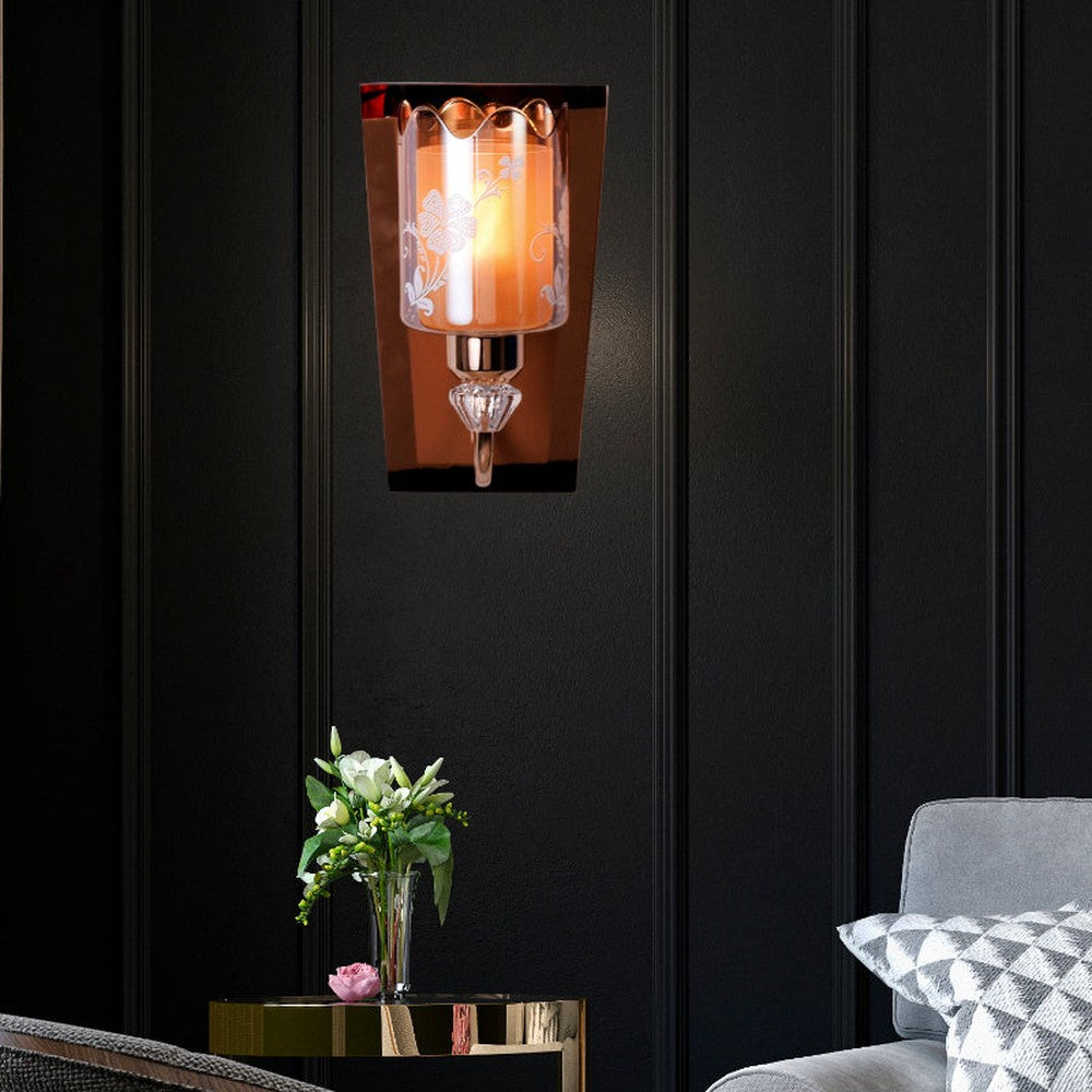 Flower Pattern Rose Gold Wall Light