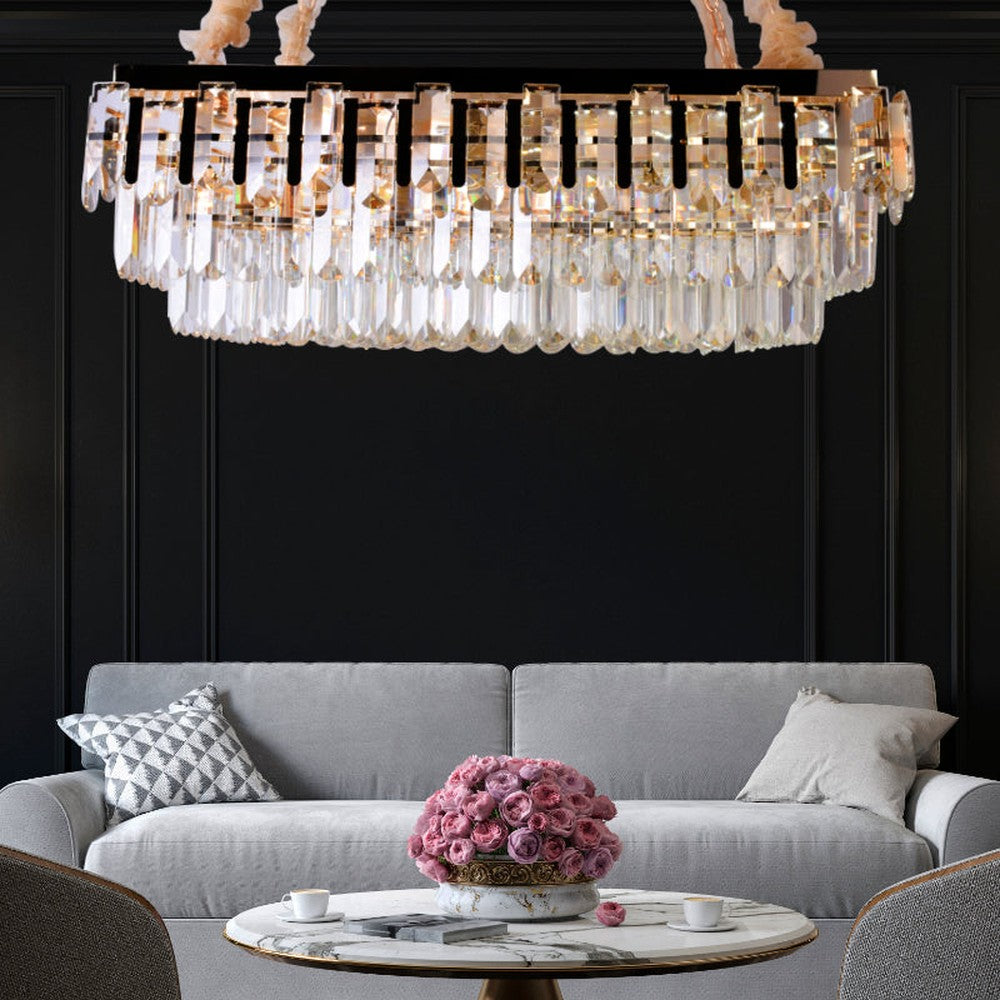 Jolie Sparkling Crystals Rectangle LED Chandelier