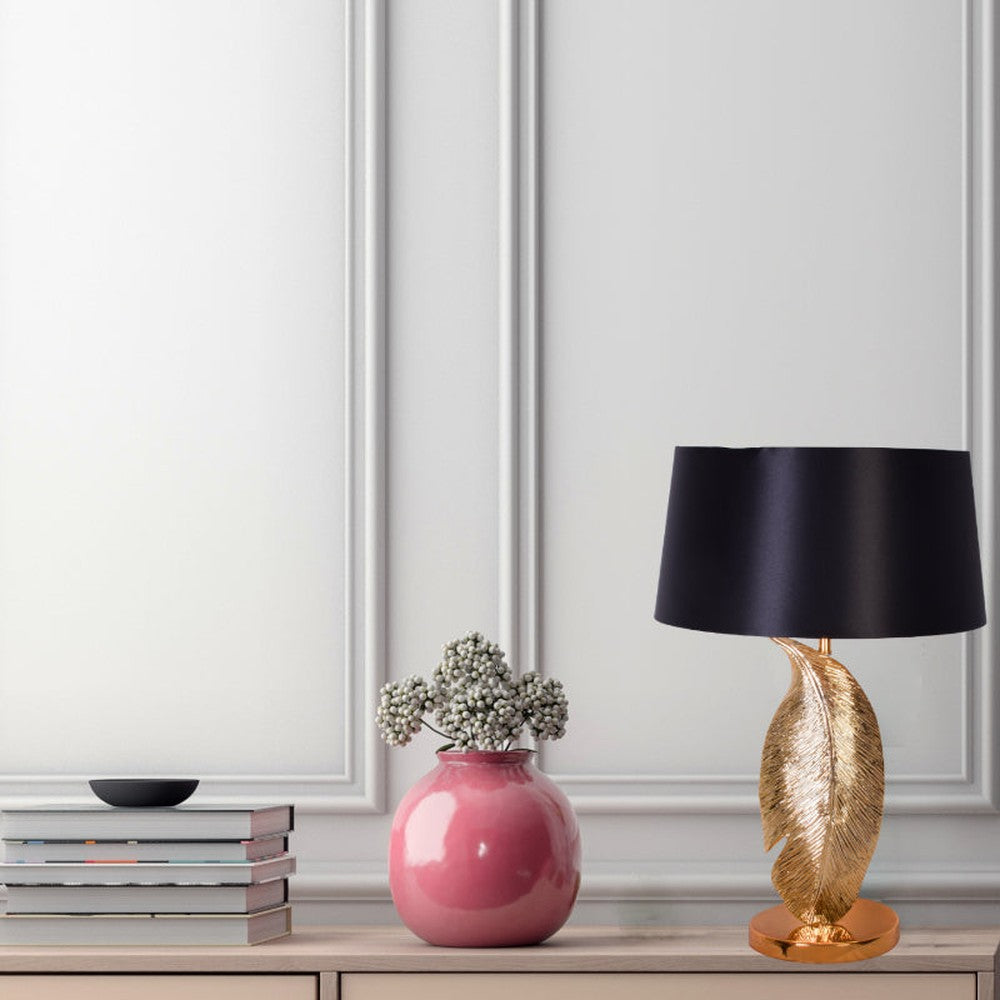 Gold Leaf Table Lamp With Black Shade