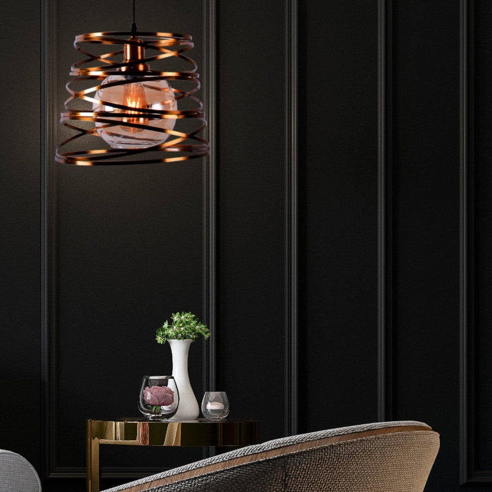 Swirling Metal Straps Pendant Light