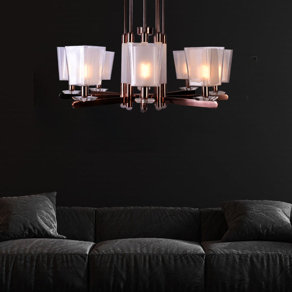 Barre Rose Gold Chandelier, 8 Lights