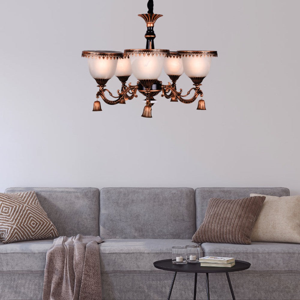 Brown Mini Chandelier - 5 Lights