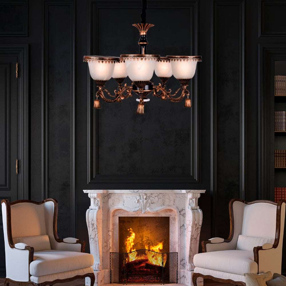 Brown Mini Chandelier - 5 Lights