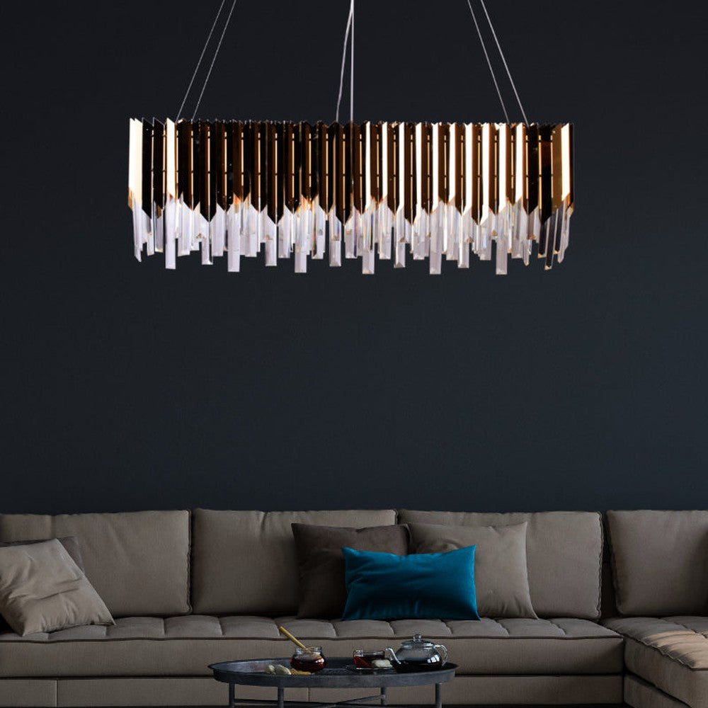 Gold Plates Rectangle LED Chandelier