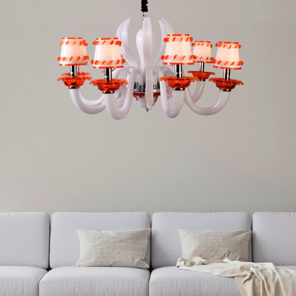 Octopus Orange &amp; White Chandelier