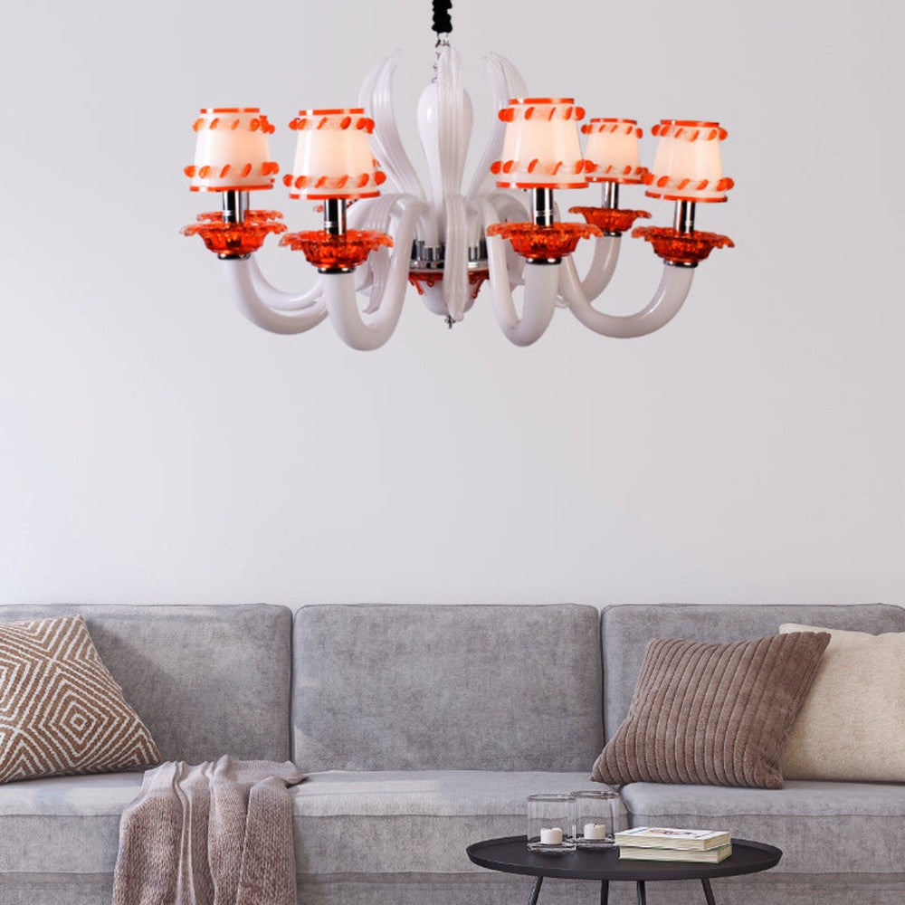 Octopus Orange &amp; White Chandelier