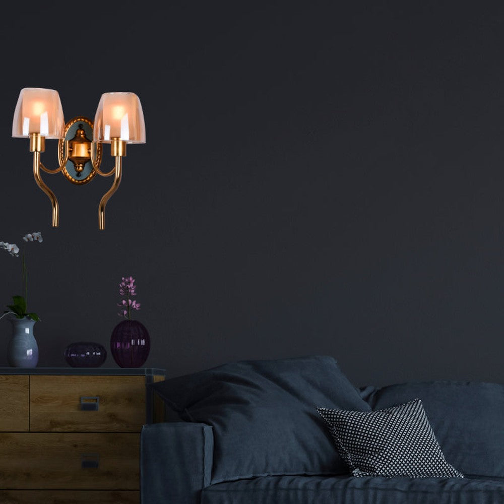 Kudu Antique Gold Wall Light - 2 Light