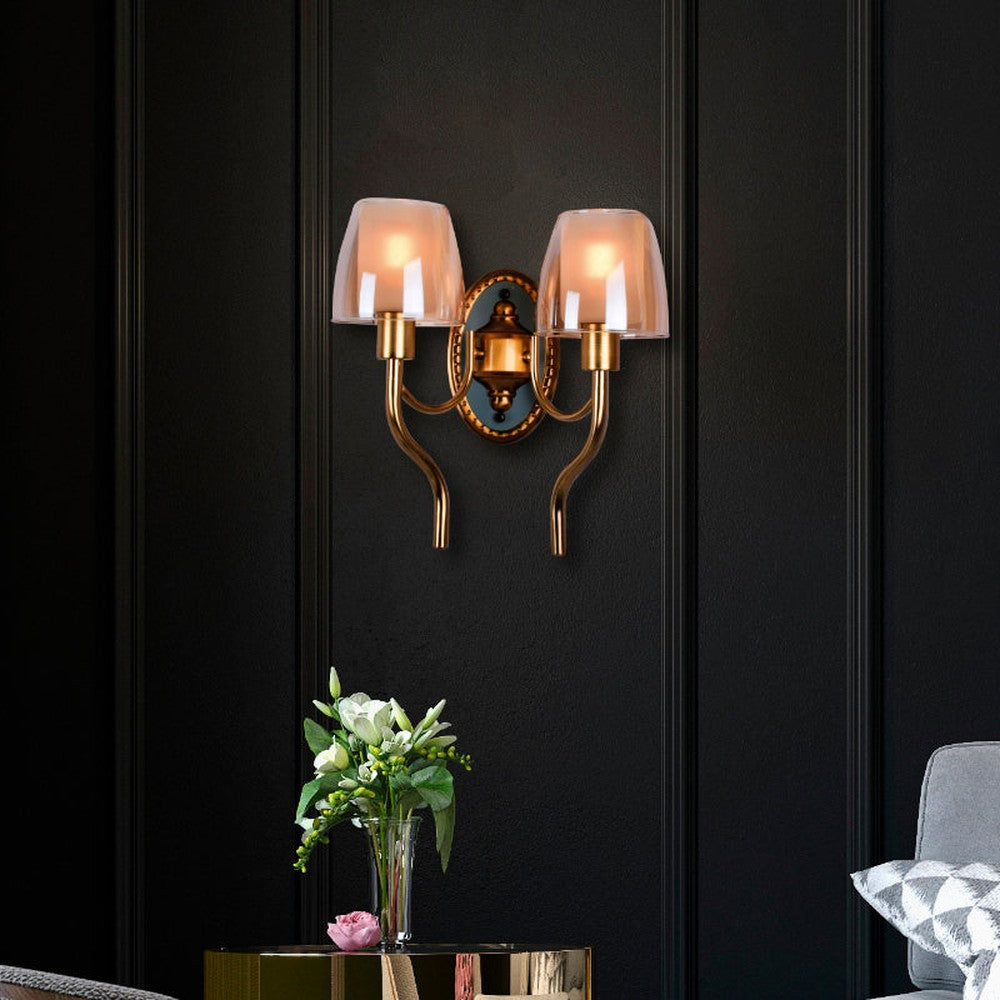 Kudu Antique Gold Wall Light - 2 Light