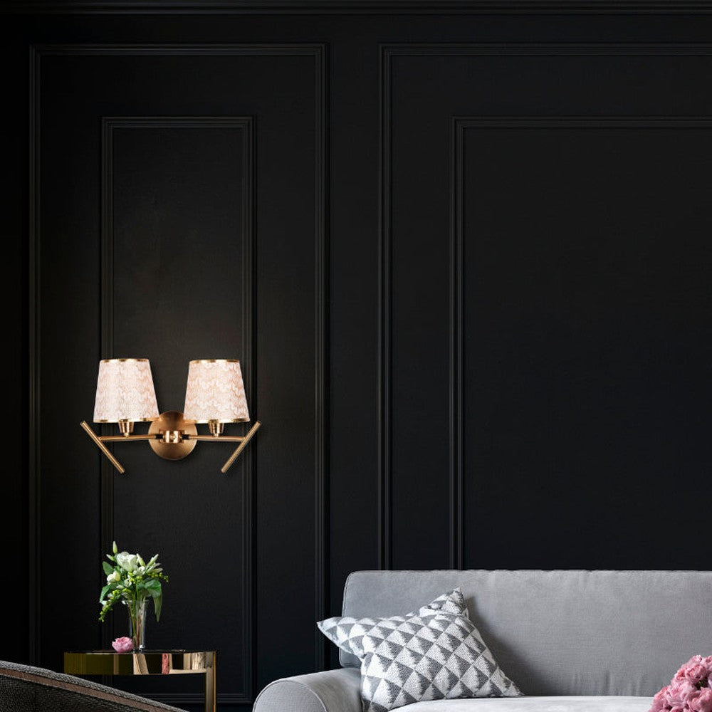 Elegant Gold Arm Wall Light - 2 Light
