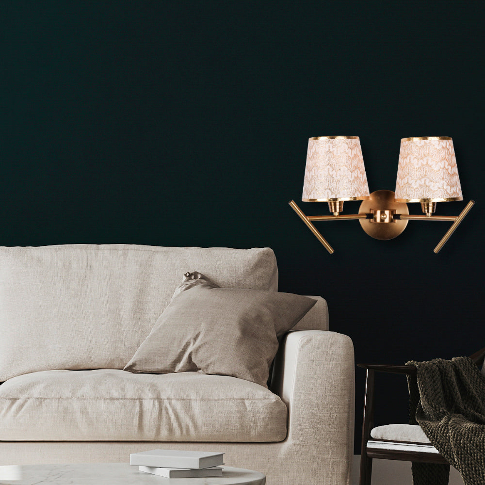 Elegant Gold Arm Wall Light - 2 Light