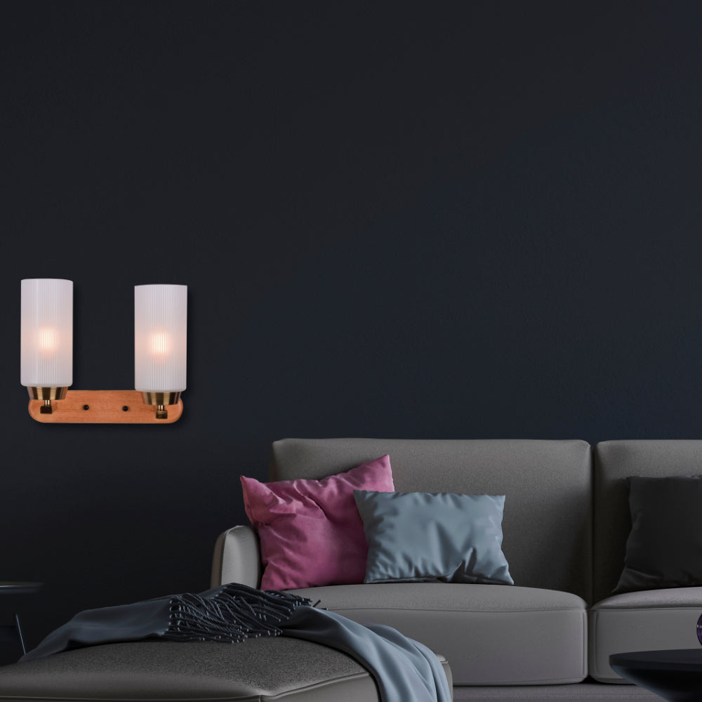 Contemporary Brown Wall Light - 2 Light