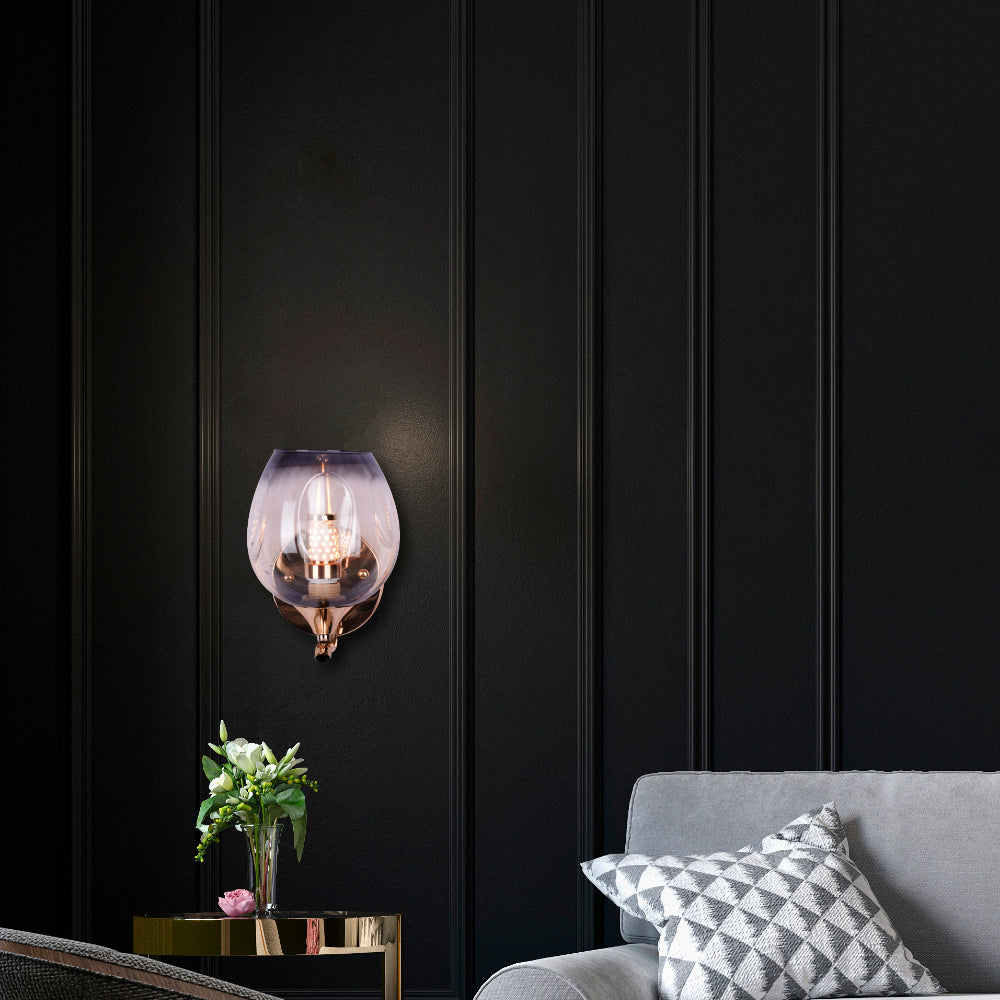 Tinted Glass Gold Wall Light