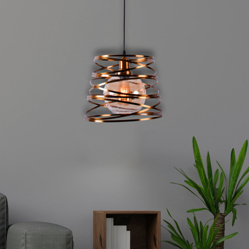 Swirling Metal Straps Pendant Light