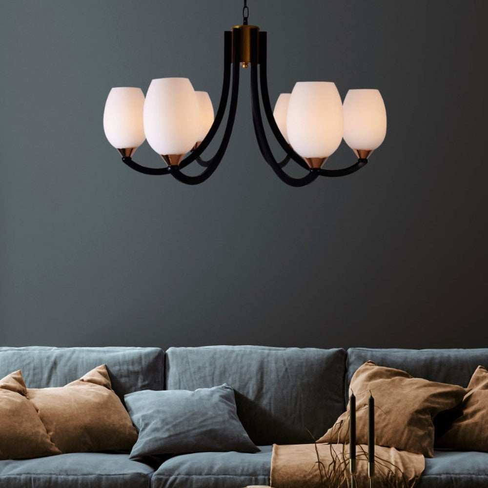 Black Charm Chandelier - 6 Lights