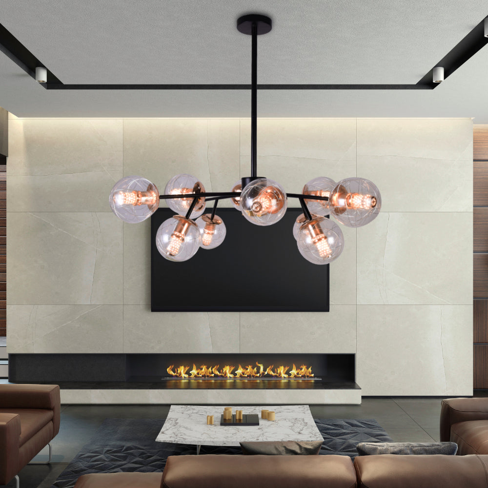 Modern 9 Globe with String Chandelier