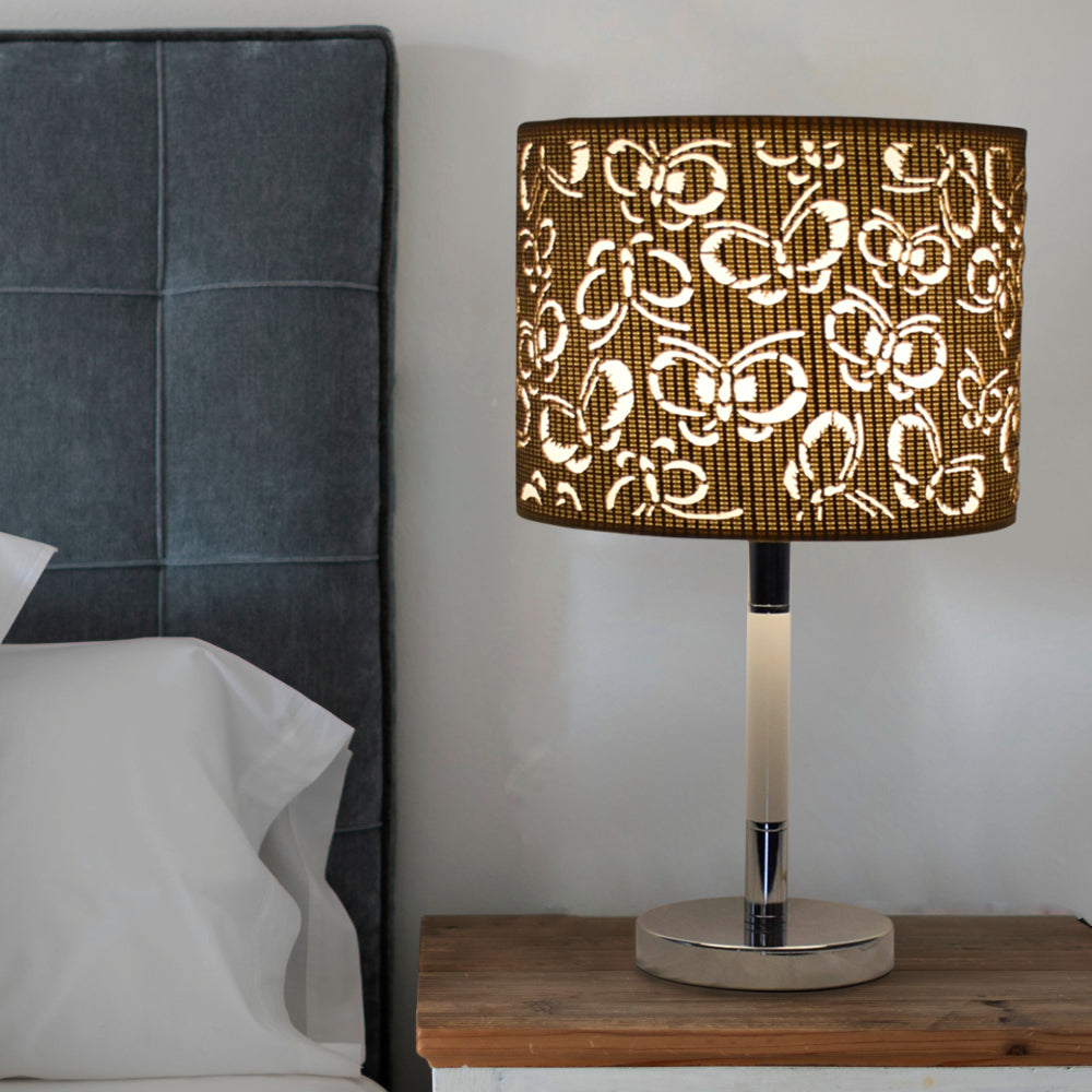 White Table Lamp with Brown Shade