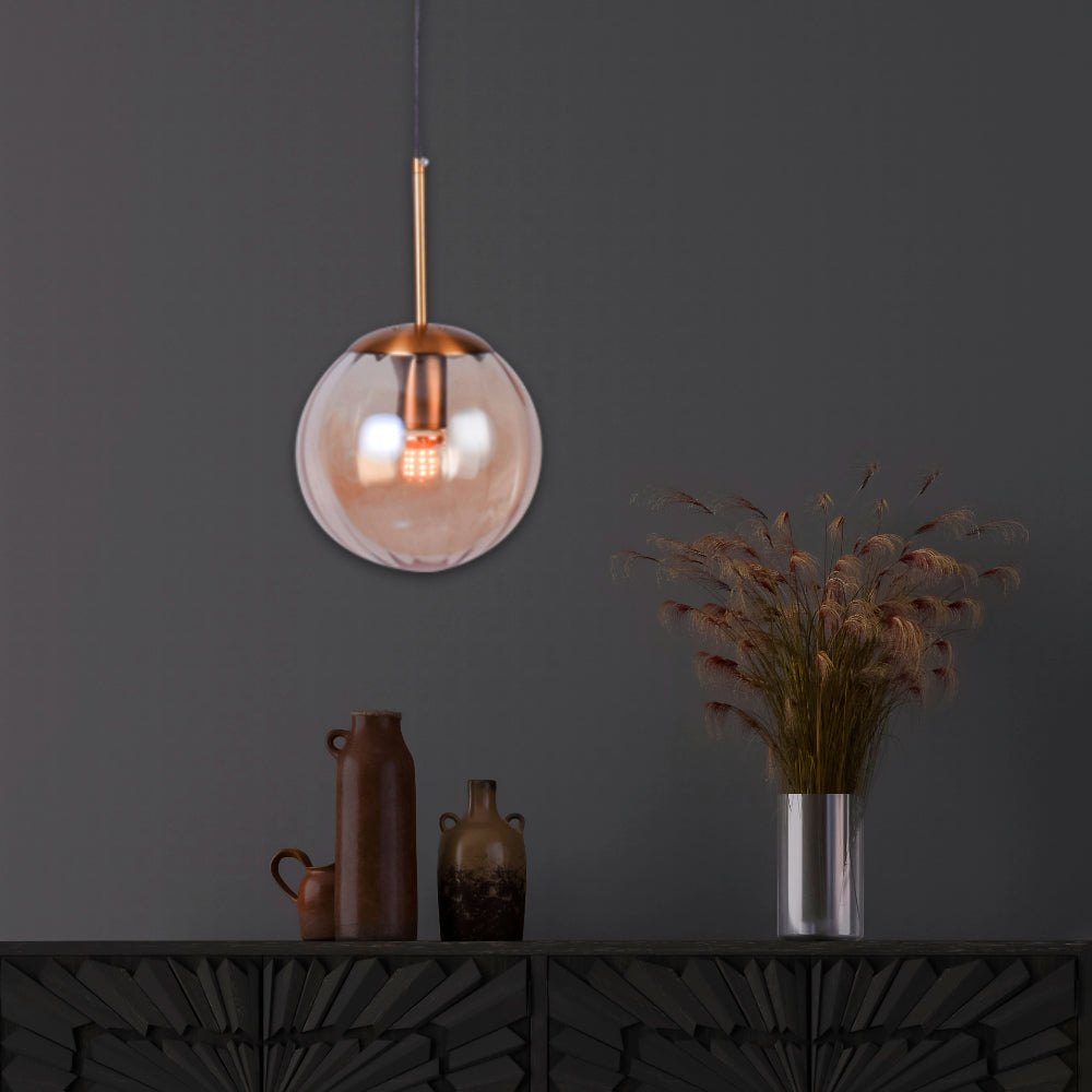 Round Amber Pendant Light