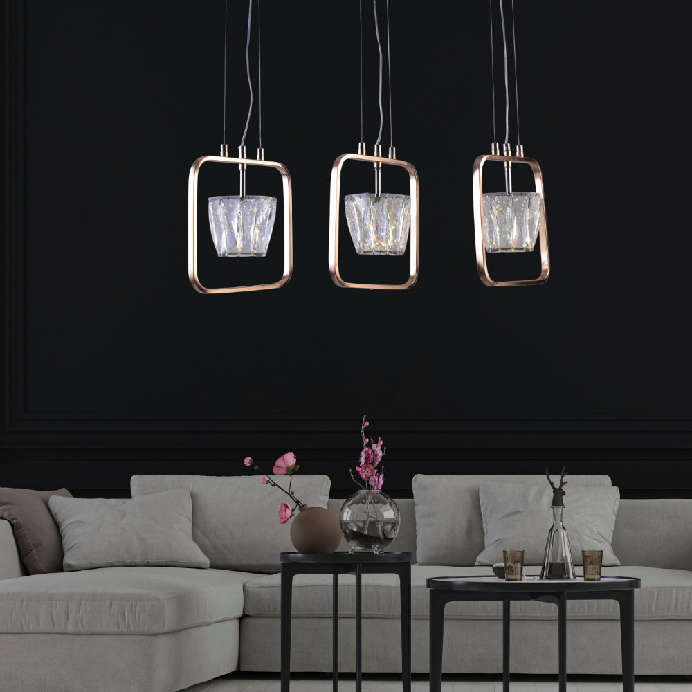 3 Crystals Hanging Pendant Light
