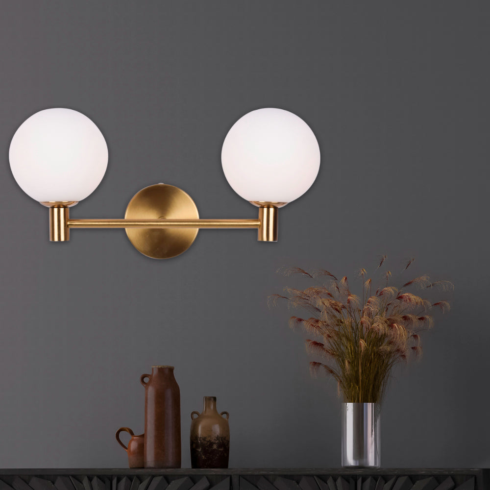 Modern Milky Globe Wall Light - 2 Light