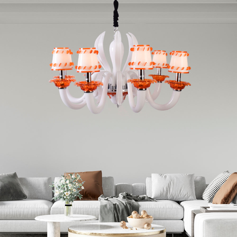 Octopus Orange &amp; White Chandelier