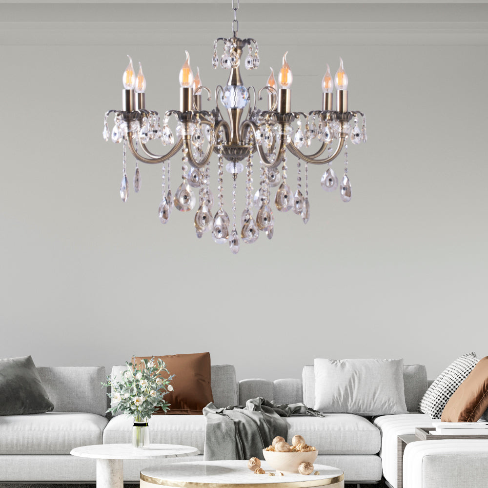Silver Chandelier With Crystals - 8 Lights