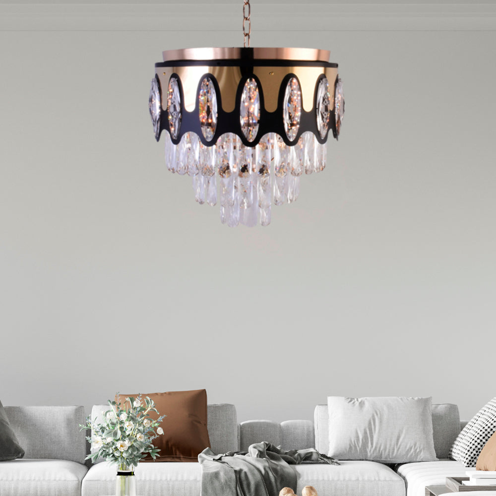 Gold &amp; Black Crystal Chandelier