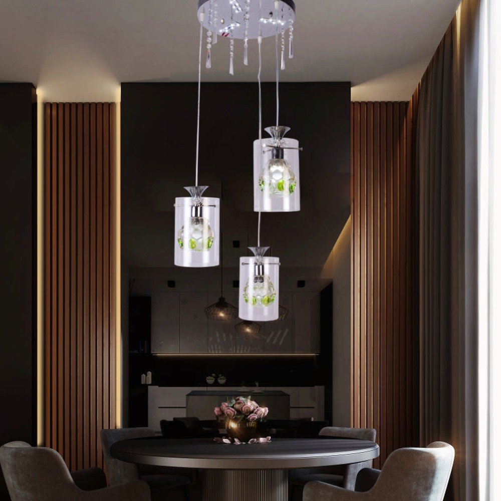 Floral Green Pendant 3 Glass