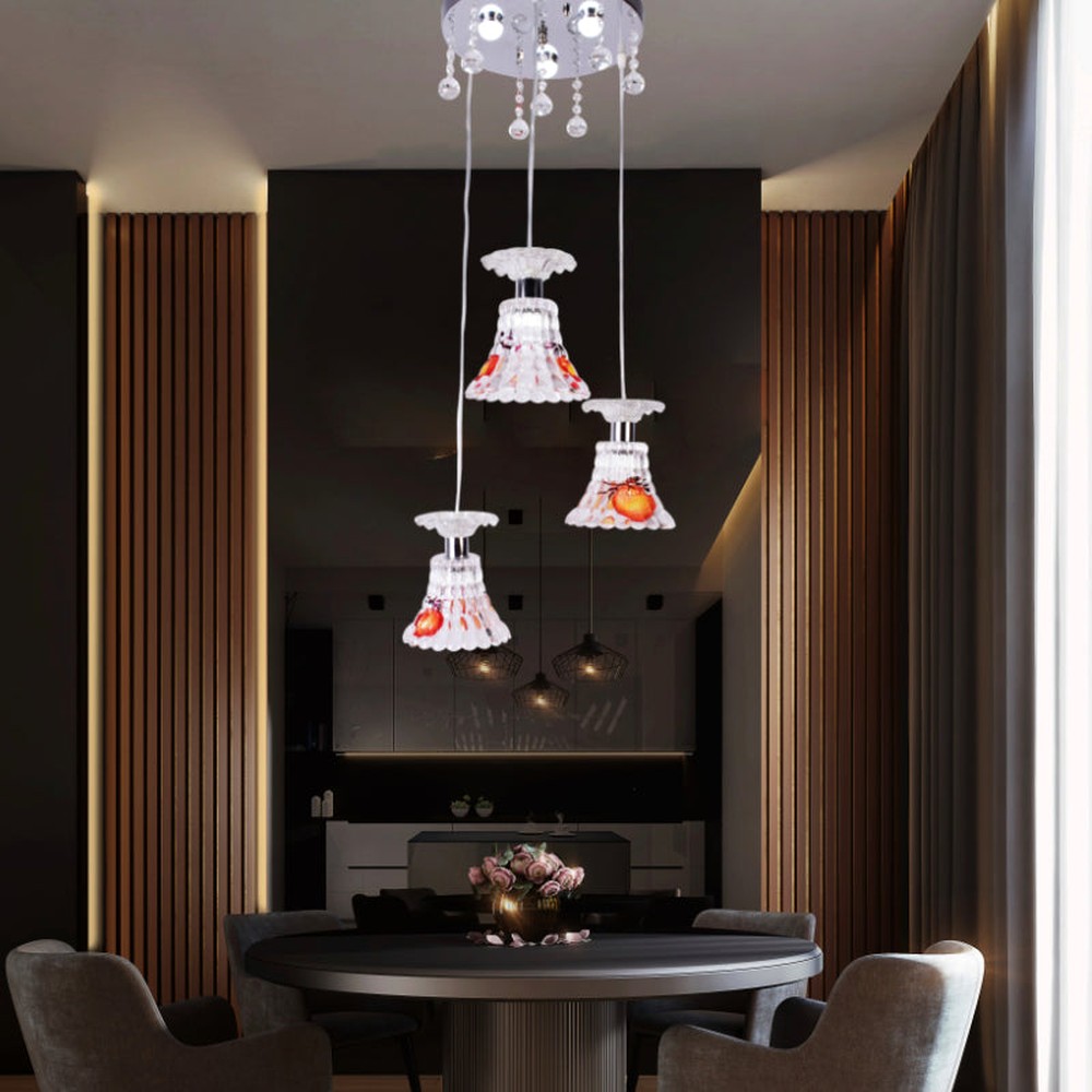 Floral Orange Pendant 3 Glass