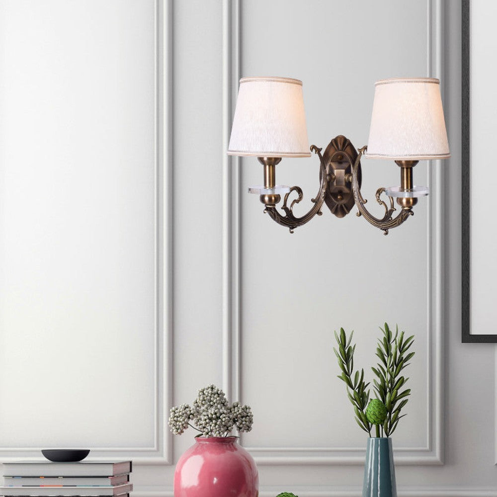 Aged Bronze Two Shade Wall Light