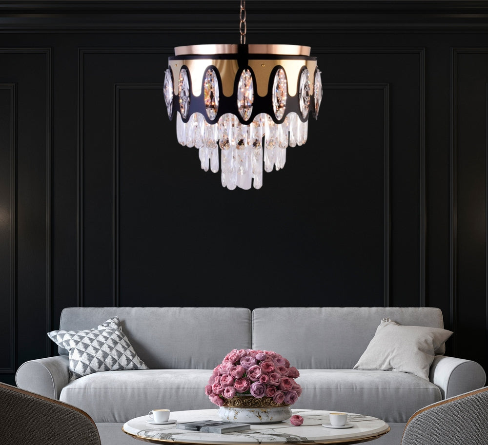 Gold &amp; Black Crystal Chandelier