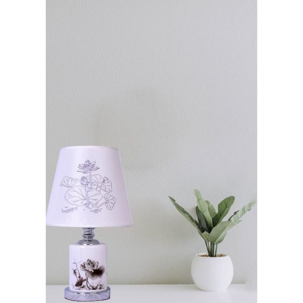 Round Table Lamp With Flower Print-Starry Night