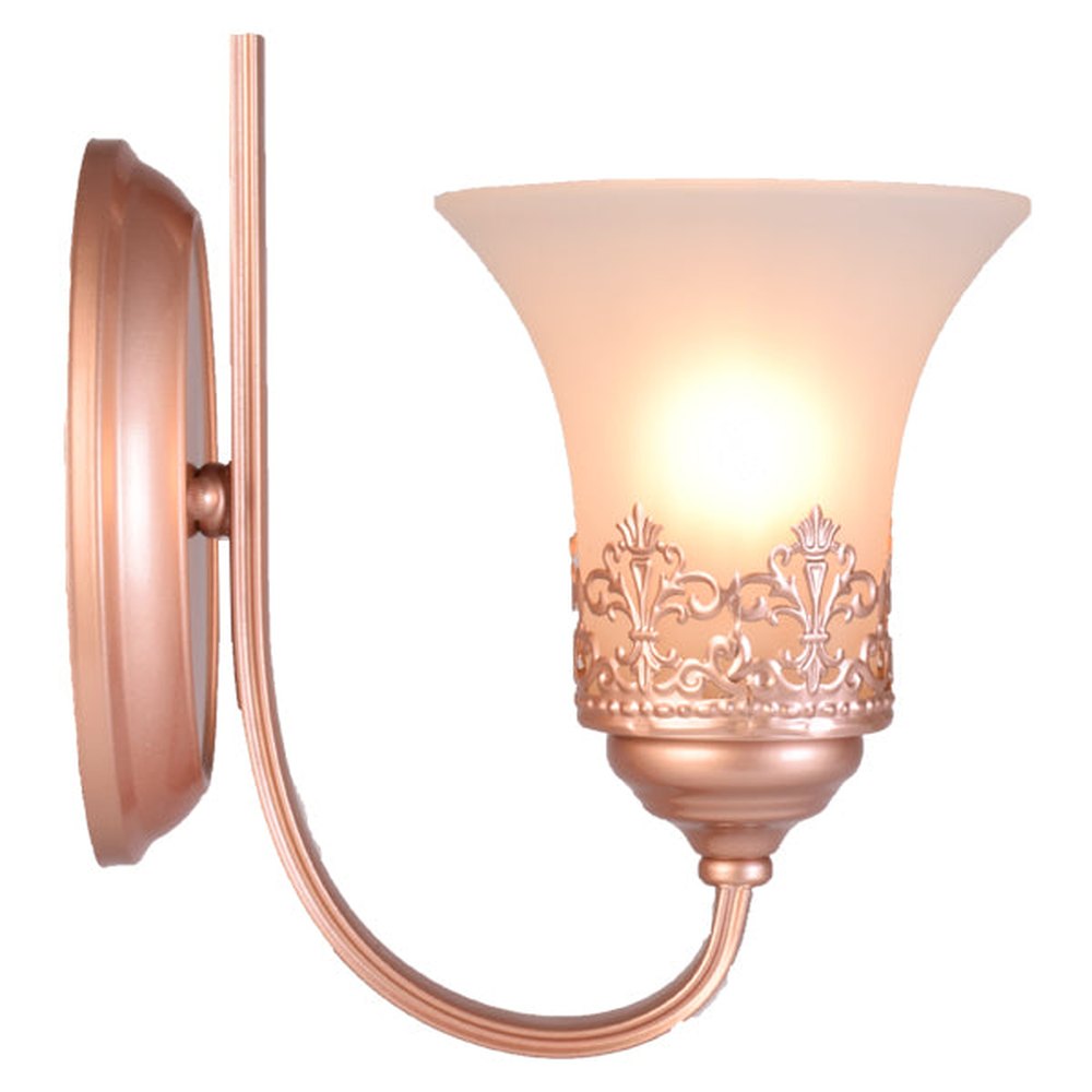 Wall Light Rose Gold with Frosted Glass Shade, E27-Starry Night