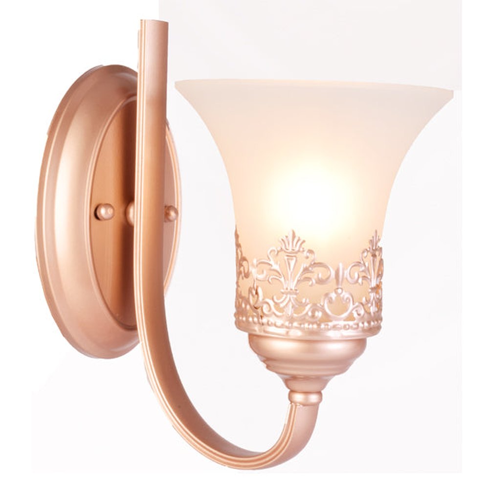 Wall Light Rose Gold with Frosted Glass Shade, E27-Starry Night