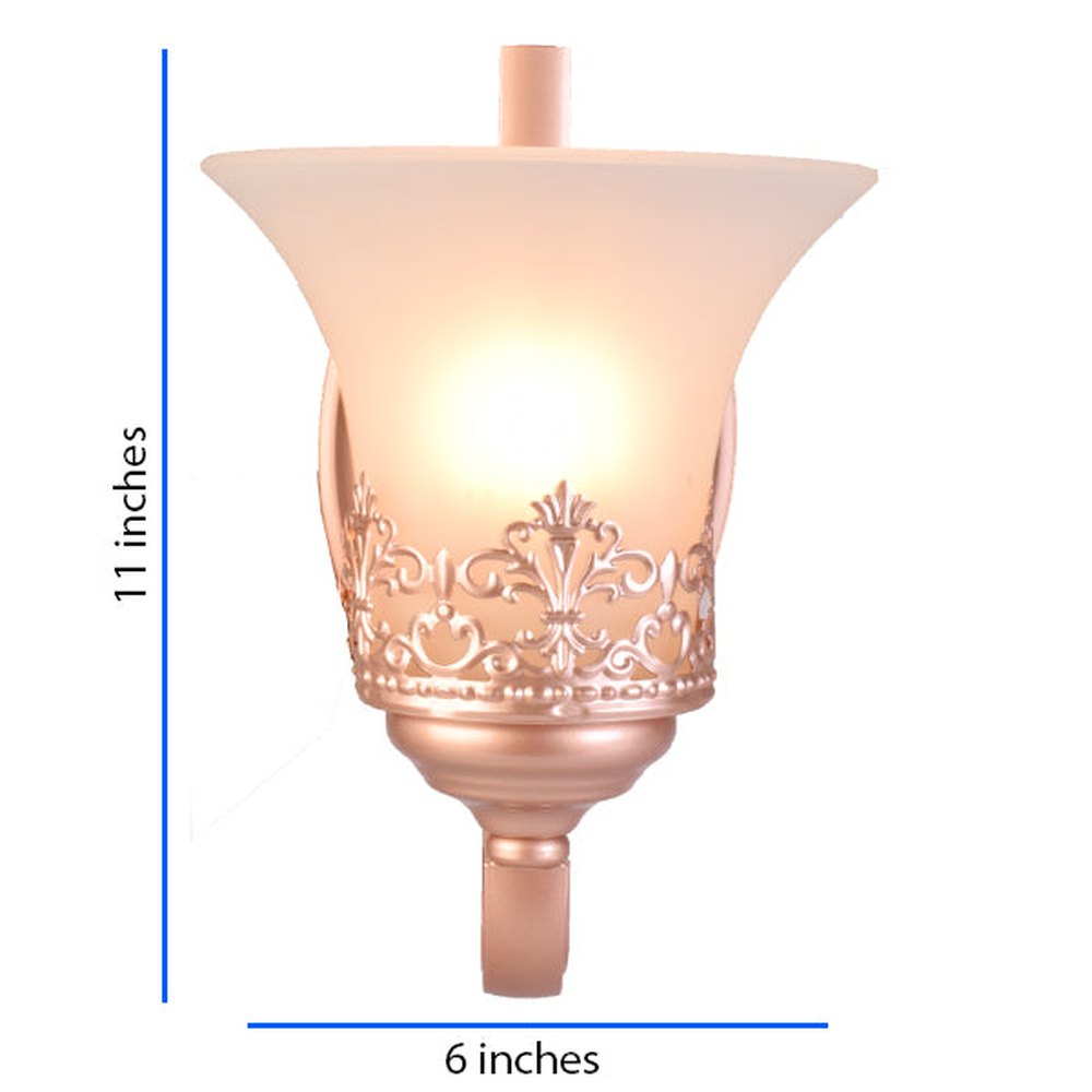 Wall Light Rose Gold with Frosted Glass Shade, E27-Starry Night
