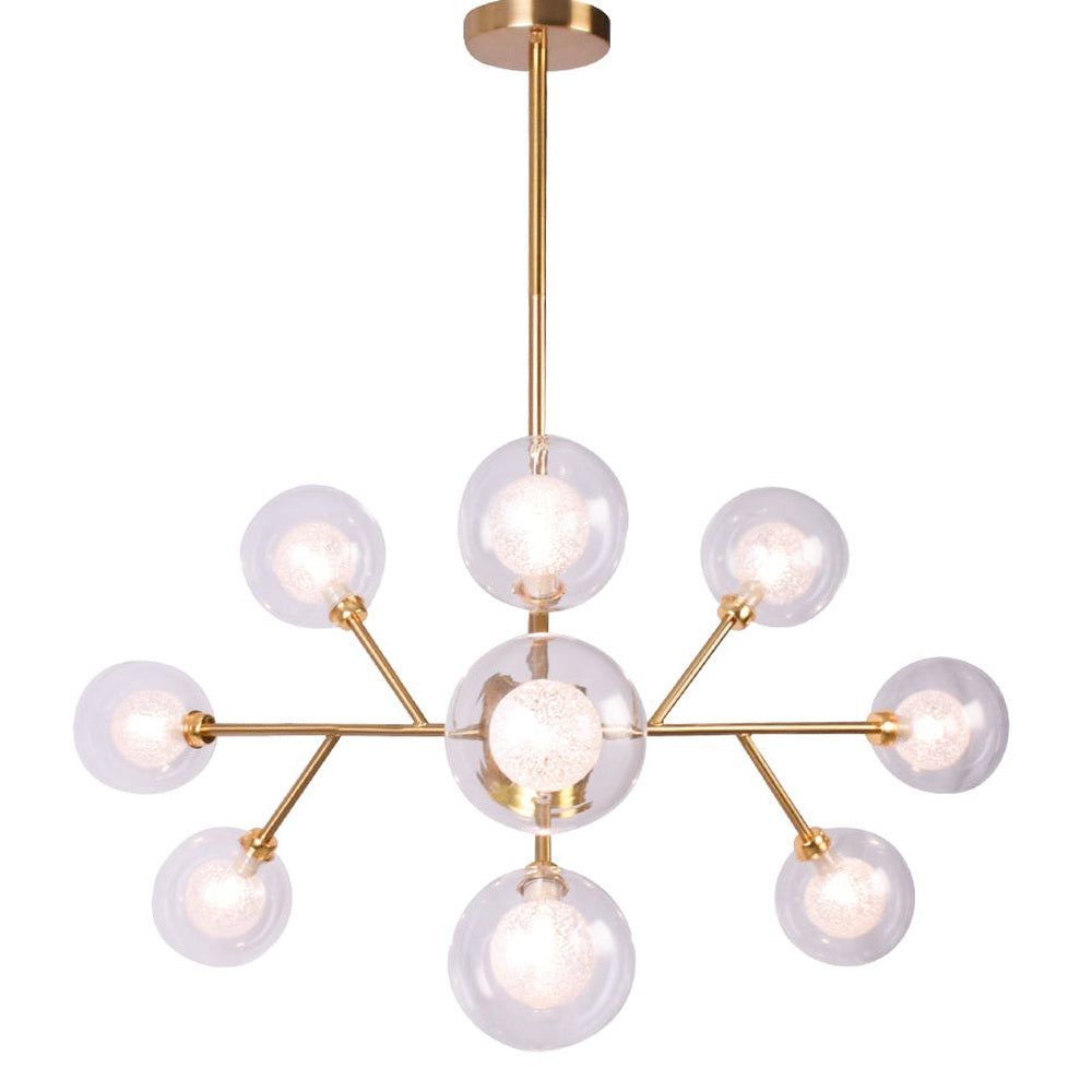 Illuminated Gold Burst Chandelier - 9 Light