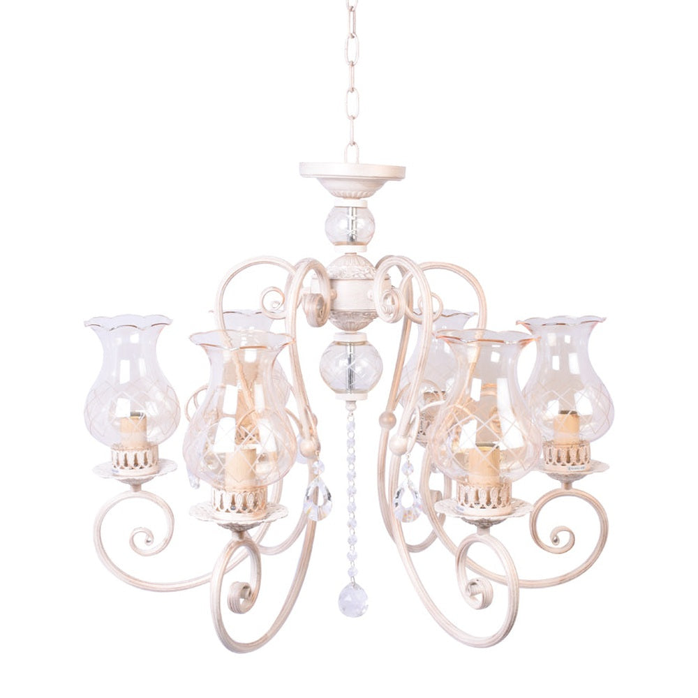 Ivory Elegant Chandelier With Glass Shades - 6 Light-Starry Night
