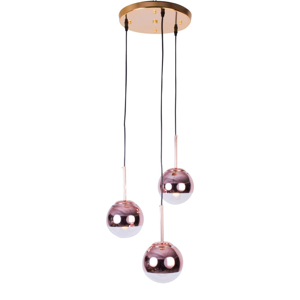 Rose Gold and White 3 Hangings Pendant Light