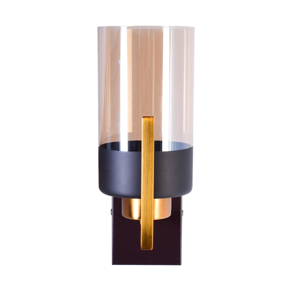 Black Wall Light With Amber Glass-Starry Night