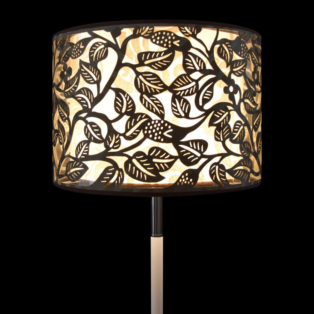 White Floor Lamp with Tree Pattern Shade-Starry Night