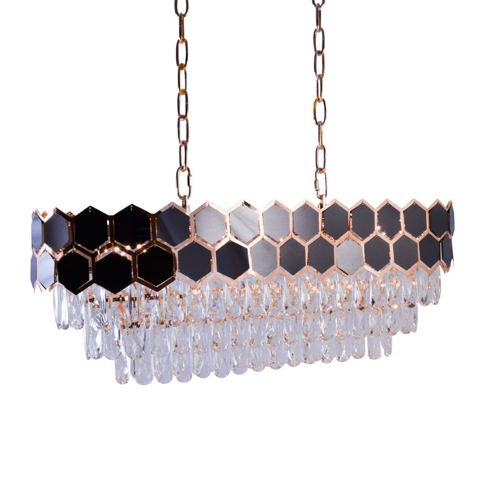 Gold &amp; Black Crystal Rectangle Chandelier