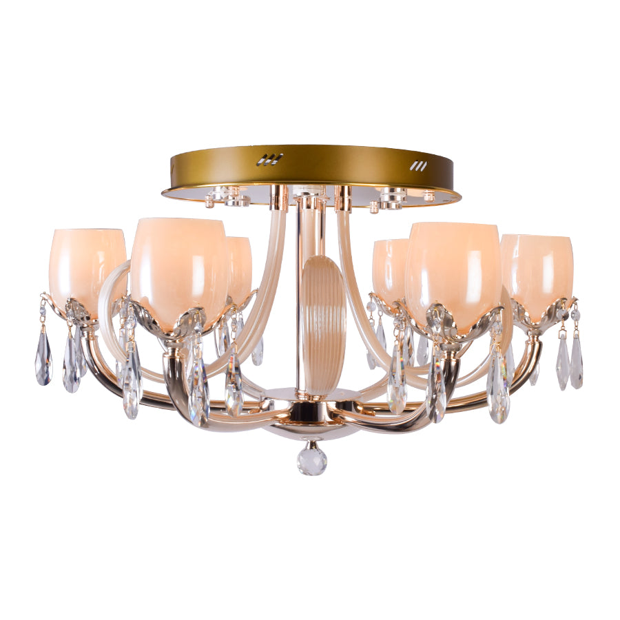 Flower Chandelier With 6 Glass Shades